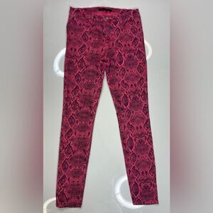 J Brand Boa Snakeskin Print Skinny Denim Jeans Women Size 28 Neon Pink